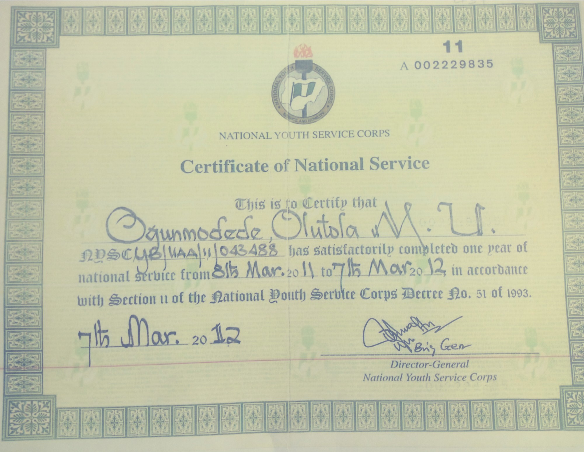 NYSC Certificate certificate badge