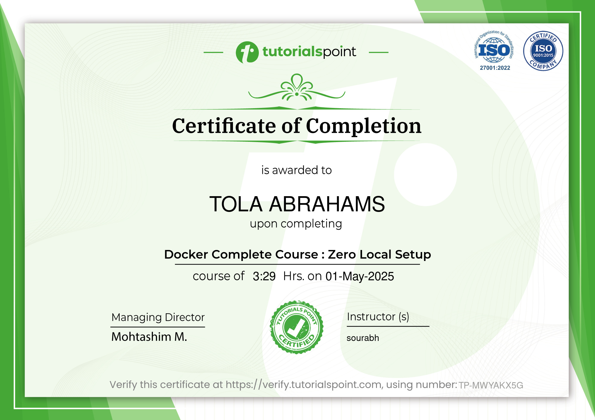 Docker (DevOps) certificate badge
